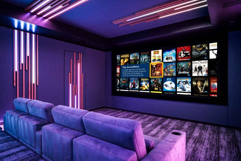 Custom home theatre installation in UAE with Dolby Atmos surround sound