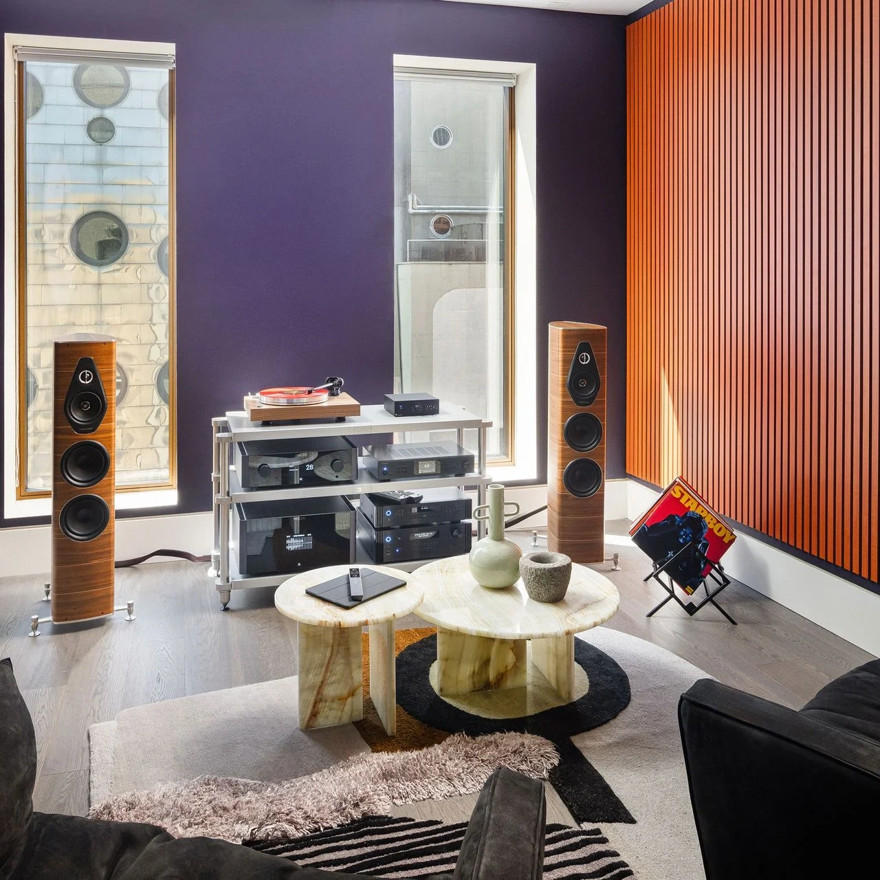Premium audio visual room with integrated entertainment systems
