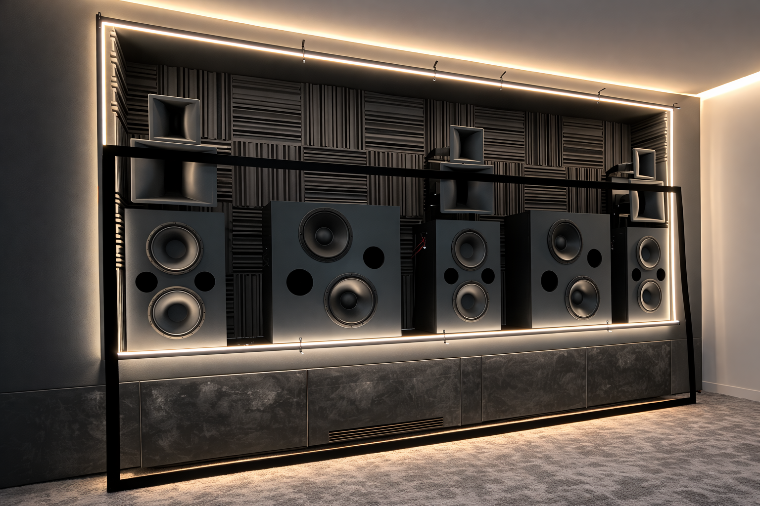 Luxury home cinema lounge with star ceiling lighting and premium surround sound system installation in Dubai by LuxSmar