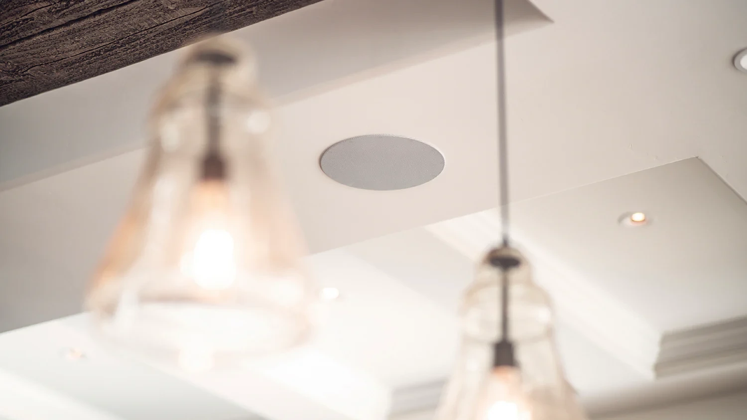 Luxury ceiling speakers discreetly installed for surround sound